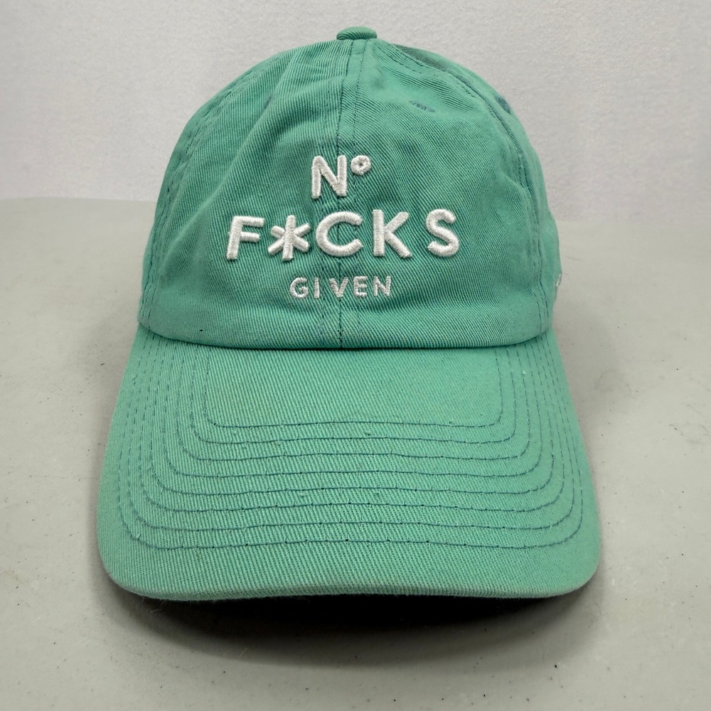 Field Grade Dad Hat Unisex OS Mint Green No F*cks Given Embroidered Strapback